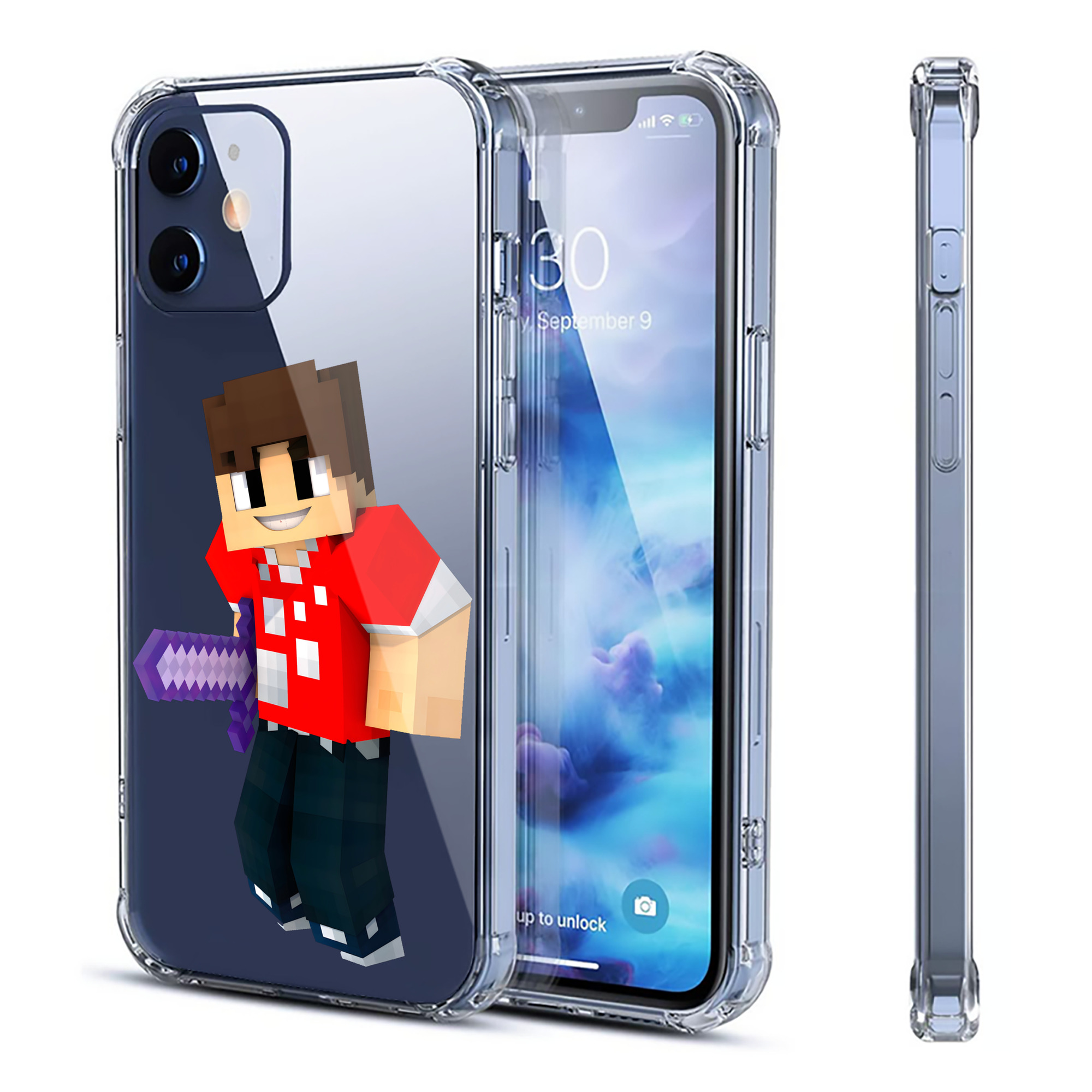 （画像用） マインクラフト ブロックの世界 Minecraft MC Block world 【iPhone 12シリーズ対応】透明スマホケース（クリアソフトケース）
